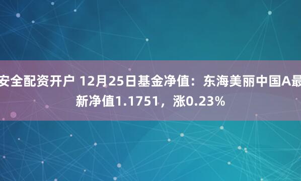 安全配资开户 12月25日基金净值：东海美丽中国A最新净值1.1751，涨0.23%