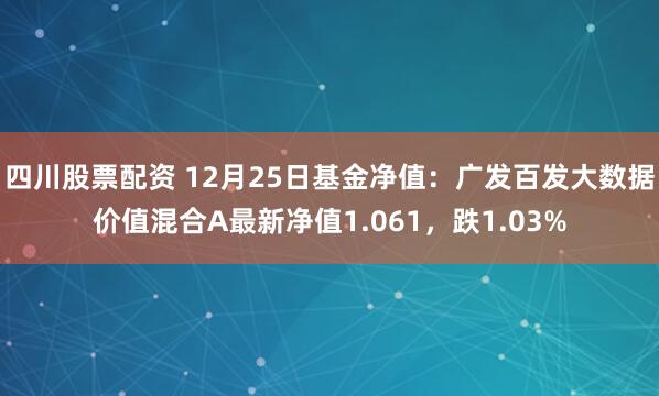 四川股票配资 12月25日基金净值：广发百发大数据价值混合A最新净值1.061，跌1.03%