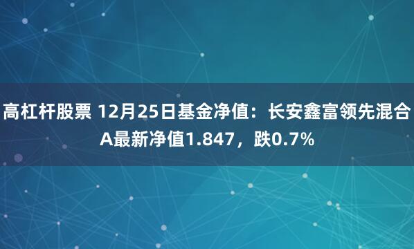 高杠杆股票 12月25日基金净值：长安鑫富领先混合A最新净值1.847，跌0.7%