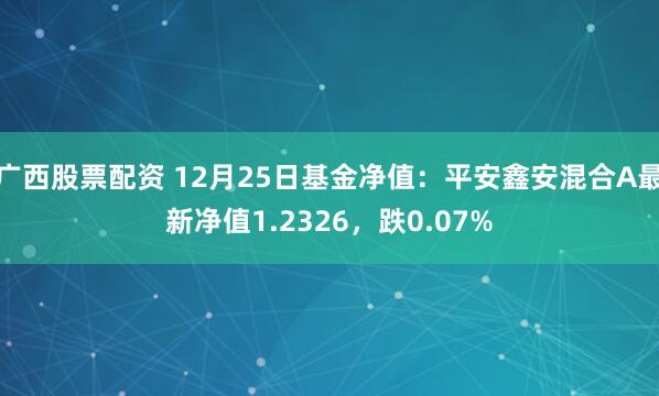 广西股票配资 12月25日基金净值：平安鑫安混合A最新净值1.2326，跌0.07%