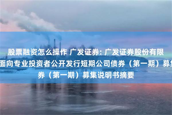 股票融资怎么操作 广发证券: 广发证券股份有限公司2025年面向专业投资者公开发行短期公司债券（第一期）募集说明书摘要