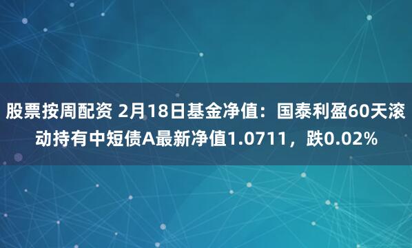 股票按周配资 2月18日基金净值：国泰利盈60天滚动持有中短债A最新净值1.0711，跌0.02%